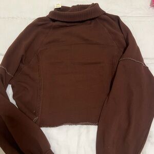 Brown Turtleneck Cropped Sweater